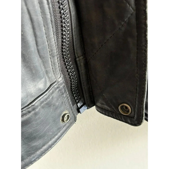Marc Andrew Mens Long Sleeve Zip Up Motorcycle Leather Bomber Jacket Black Sz XL - Picture 6 of 16